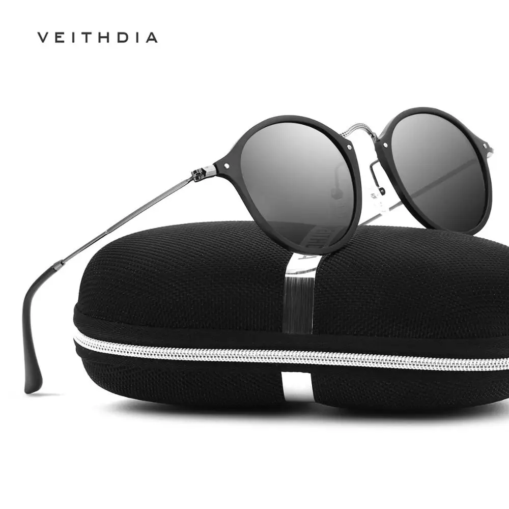 

VEITHDIA 2020 Designer Fashion Women's Sun Glasses Polarized Coating Mirror Sunglasses Round Male Glasses For Men/Women 6358