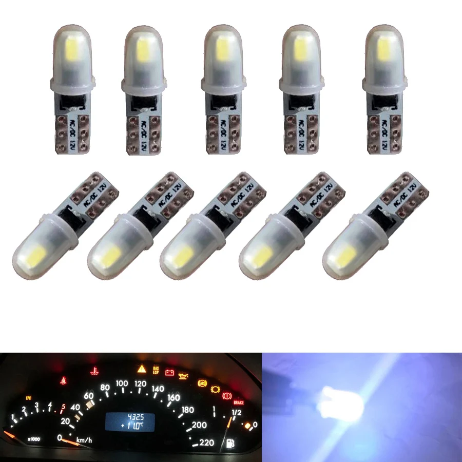 10 шт. T5 светодиодные лампы W3W W1.2W Led Canbus автомобиля Подсветка салона приборной
