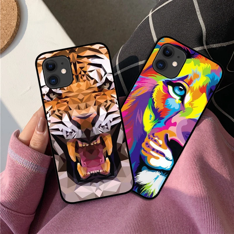 Мягкий чехол из ТПУ С Рисунком Тигра льва гепарда для iPhone 11 11PRO 7 7Plus 6S 8Plus XS MAX XR