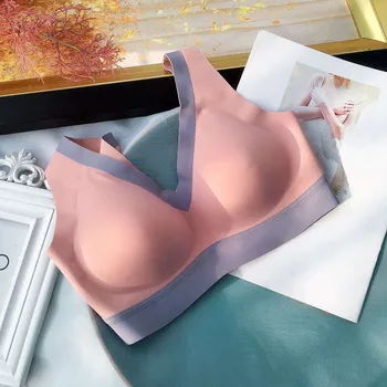 

Thailand Latex 5.0 Women's Solid Underwear Non-Steel Ring Comfortable Push up Breathable Sleep Bra Sports Vest
