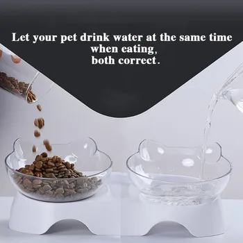 

Pet Cat Dog Inclined Mouth Double Drinking Water Protecting Cervical Vertebra Bowl