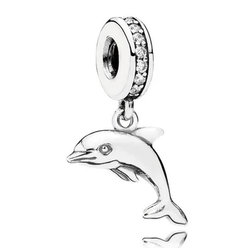 

100% Real 925 Sterling Silver Charms Playful Dolphin Charms Fit Original Brand Bracelet Diy Jewelry