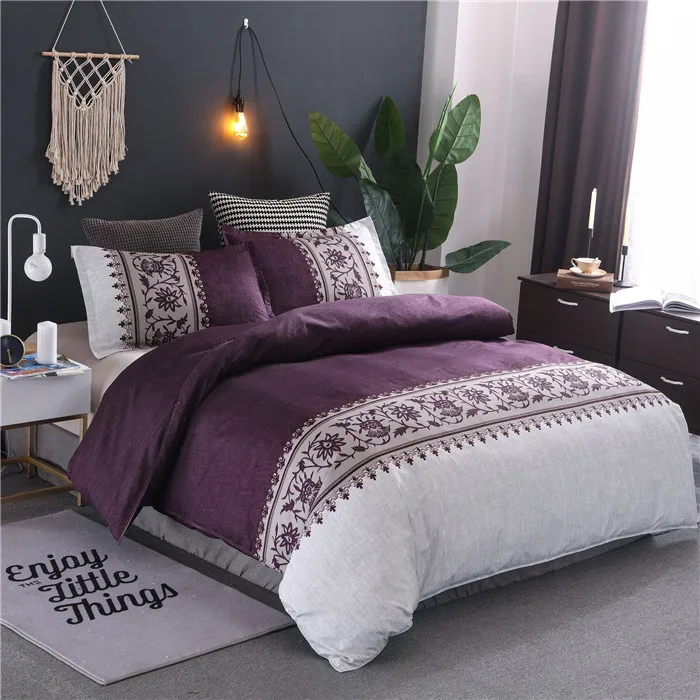 JDDTON домашний текстиль Новое поступление классический стиль 2/3 шт постельных принадлежностей простой и элегантный пододеяльник и наволочка BE120 - Цвет: Purple