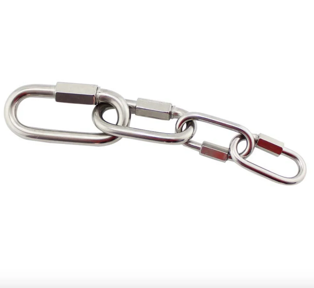 

ISURE MARINE Stainless Steel Oval Locking Carabiner Clip, Tow Chain Quick Links