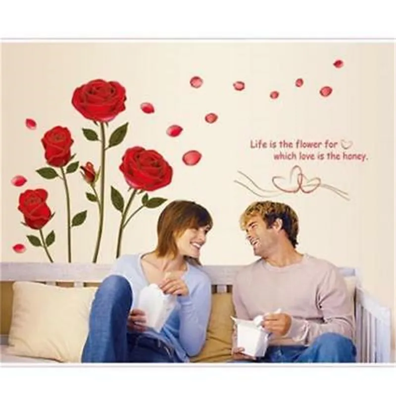 

Art Mural Decal Red Rose Flower Wall Sticker DIY Home Decor Stickers Supplies