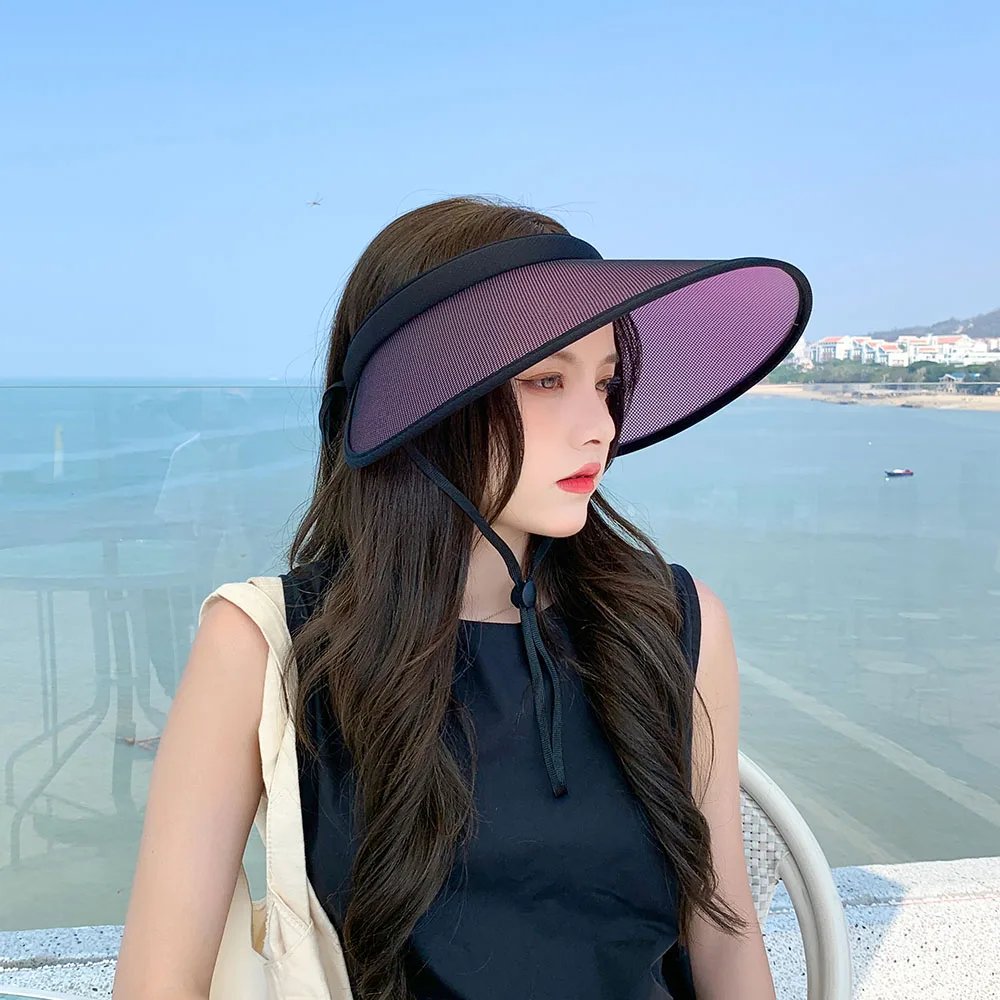 Women color-changing anti-ultraviolet summer sun hat all-match female summer sunscreen light cover face empty top hat sun hat sun protection hat empty top hat