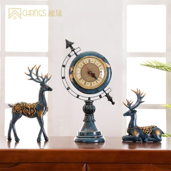 

European and American-style creative globe decoration home living room office study desktop home decorations clock display