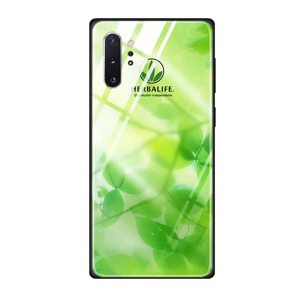 Чехол-накладка из закаленного стекла для телефона Samsung Galaxy S10 S10E S9 S8 Note 9 10 105G Plus A50 A30 TPU Мягкий край чехол Herbalife - Цвет: T05