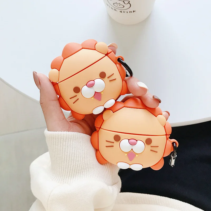 

Cartoon Lion Earphone Case For Airpods Pro Silicone Protective Cover Wireless Earphone Sleeve With Keychain