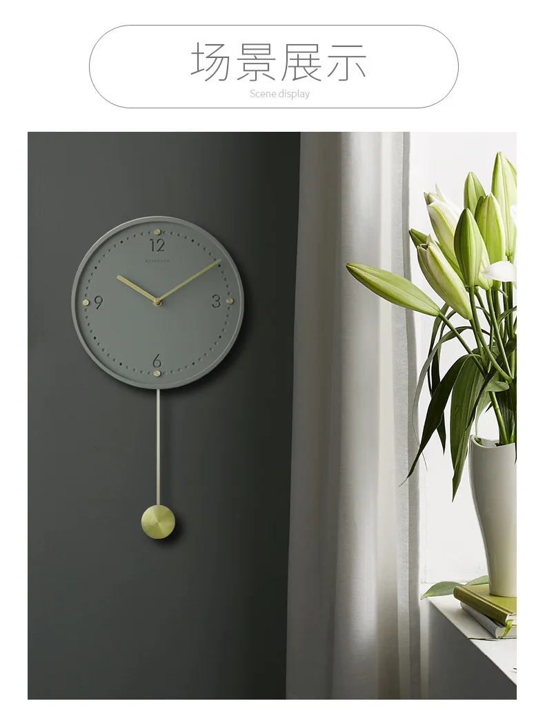 Industrial-Style Cement Wall Clock Shine Dotted Brass Measuring Plain Cement Craft Accessories Simple Clock