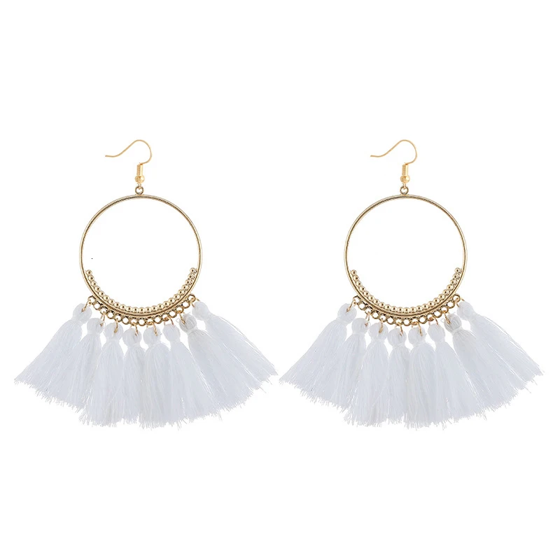 cjh001 Christmas Hoops Tassle Tassel Earrings Drop Fringe Earrings