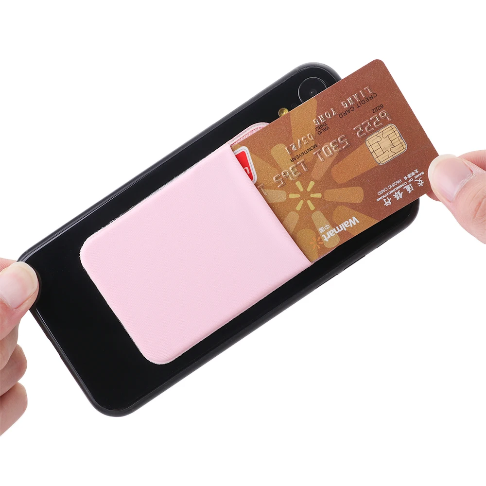 Съемный универсальный чехол, тонкий карман, лайкра, искусственная кожа, задний держатель для карт, клейкая наклейка, карман для мобильного телефона