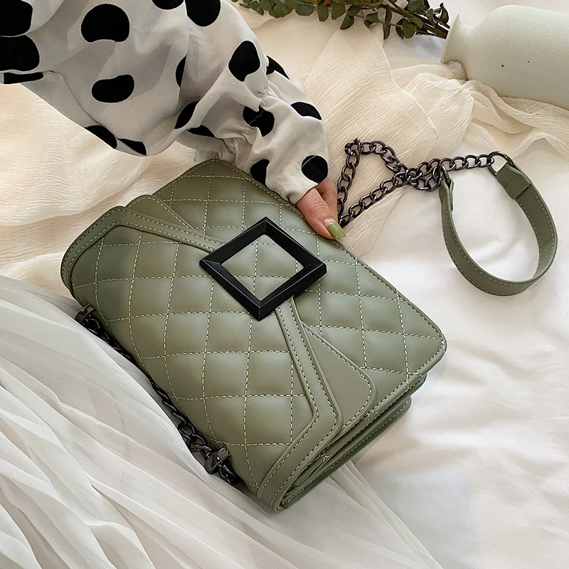 Lattice Square Crossbody Bag 2020 Fashion New High quality PU Leather Women's Designer Handbag Lock Chain Shoulder Messenger Bag