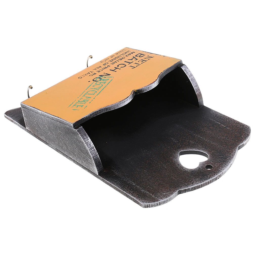 Wooden Mail Letter Holder Key Rack Organizer Wall Mount w/ 2 Hook Decor for Home Garden House Cafe Shop Ornament