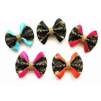 

100PC/Lot Halloween Dog Grooming Bows Black Lace Small Dogs Bows Holiday Pet Dog Accessories