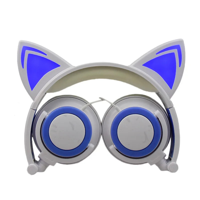 Childrens Headphones New Cartoon Cat Ears Headset for Glowing Folding Cell Phones Music Headphones Special for Kids Headset