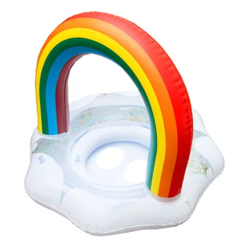 

New Baby Sequins Rainbow clouds float Swimming Float Seat Inflatable Circle swimming Ring tube Pool Float Summer Pool Toy Kids