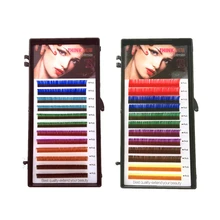 12 рядов цветных ресниц, искусственные норковые цветные ресницы, цветные накладные ресницы, реснички, накладные ресницы цвета радуги 1 шт