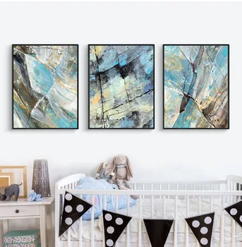 

Blue marble oil painting canvas art poster and photo wall pictures of living room decoration home decor canvas painting