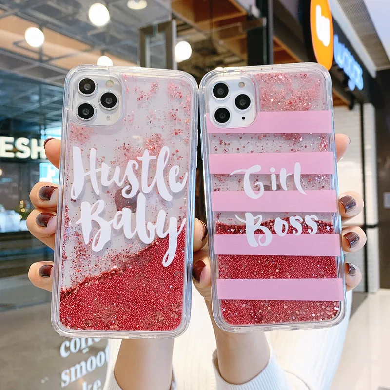 INS девушка босс жидкий зыбучий песок чехол для iPhone 11 11Pro Max телефонные чехлы