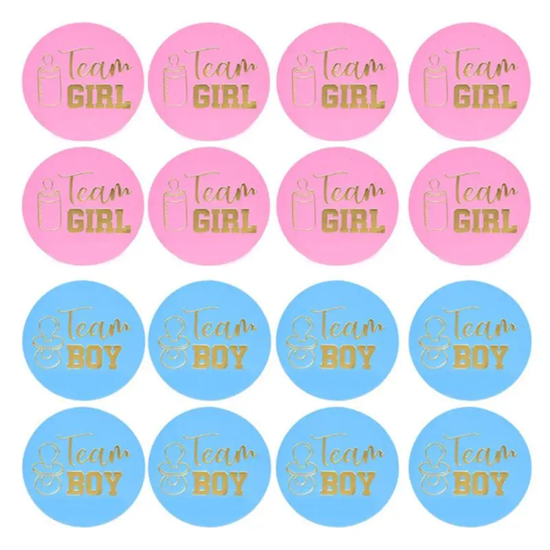 

24Pcs Gender Reveal Stickers Team Boy Team Girl Labels Party Creative Decoration