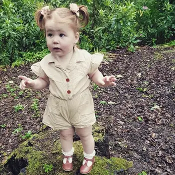 

solid ruffle sleeve toddler baby girl jumpsuit short sleeve kids girl children playsuit rompers