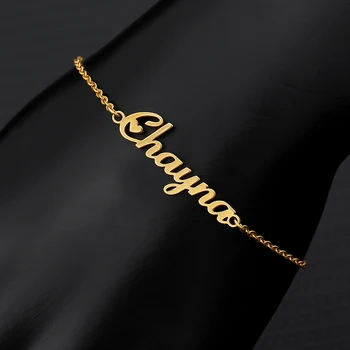 

Custom Personalized Name Bracelet For Women Cuff Bracelets Gold Stainless Steel Handmade Bangle Mom Jewelry Gift Ideas