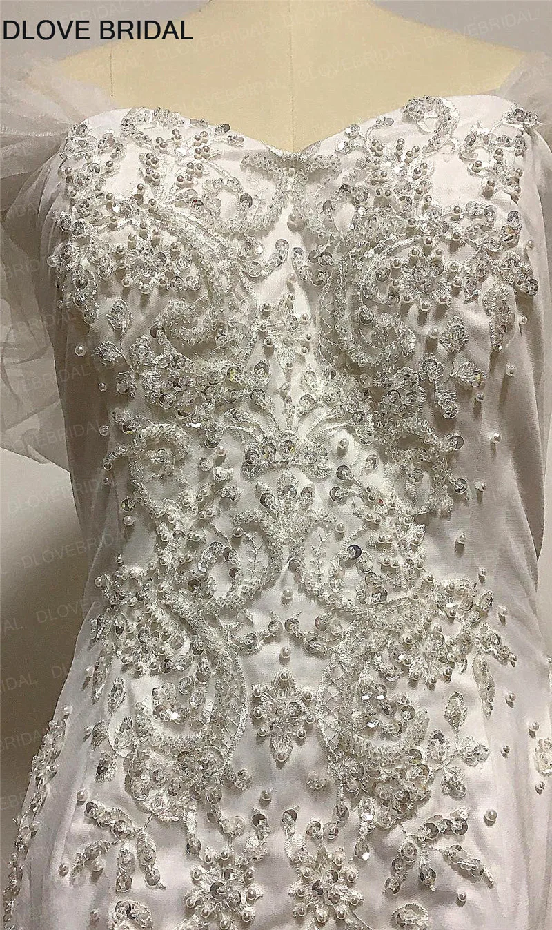 Свадебное платье с открытыми плечами, свадебное платье Vestido De Noiva, высококачественные платья с изящными ручными бисером, реальные фотографии