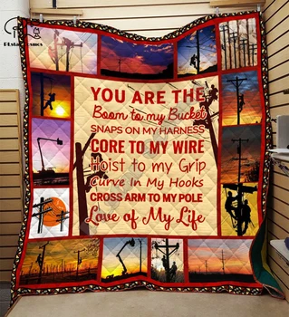 

Firefighter rescue team electrician 3D Quilt Blanket Bedding Throw Soft Warm Thin Office Blanket With Cotton style-9