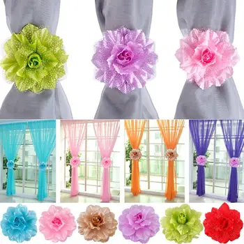 

1 Pair Flower Window Curtain Tieback Holder Drape Panel Sheer Strap Home Decor Curtain Decorative Accessories