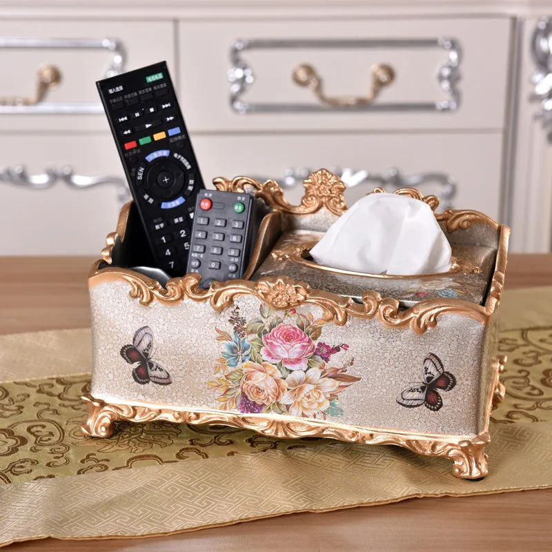 

Resin Tissue Box Removable Paper Rack Remote Control Storage Organization Flowers & Birds Bathroom Roll Holder Wedding Gifts