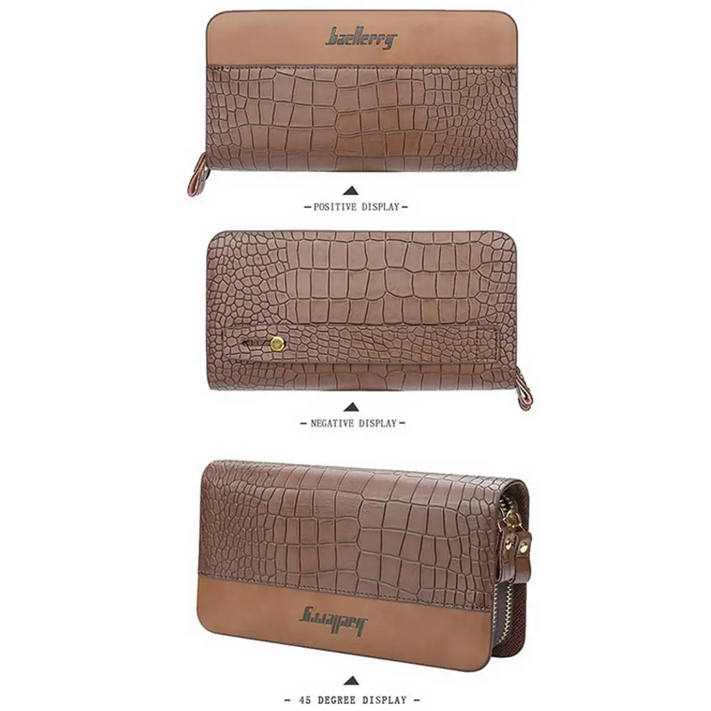 Hot Selling PU Leather Wallet for Men Large Capacity Purse with Multi Card Slot Zipper-B5