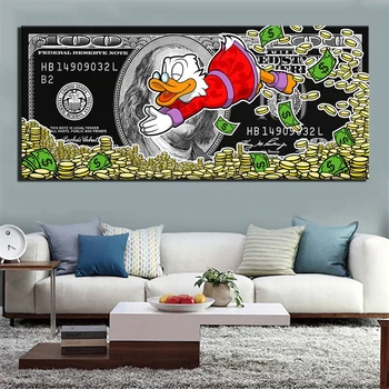 

Dollar Money Duck Poster Alec Monopoly Painting Canvas Graffiti Modern Art Deco Wall Picture Home Decoration
