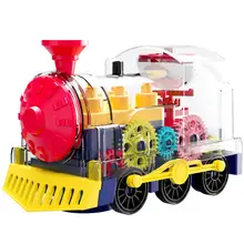 

Gear Toy Train Early Educational Transparent Light Up Baby Music Train Toy Children Electric Universal Rotating Mechanical Gear