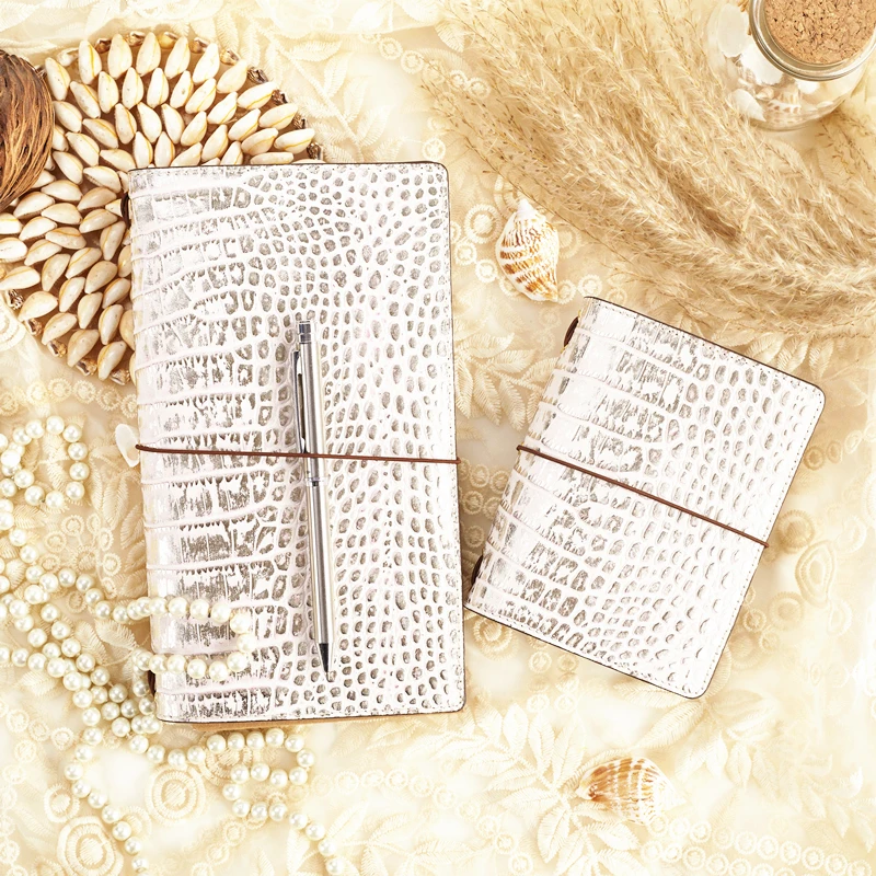 ERAL traveler's notebook crocodile pattern top layer leather. medium size and Small size. Private planner bullet journal sketchb ERAL traveler's notebook crocodile pattern top layer leather. medium size and Small size. Private planner bullet journal sketchb