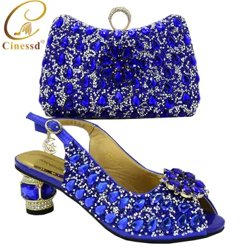 

Blue Color African Shoe and Bag Set Matching Italian Shoe and Bag Set Nigerian Shoes Italy High Heels Women Wedding Shoes