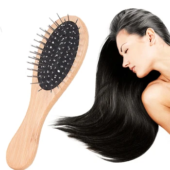 

Massage Brush with Wooden Handle, Massage Comb with Metal Pin, Black Cushion