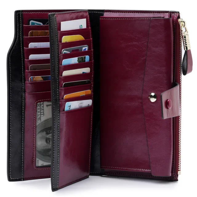 Fashion Long Women Leather Wallet Womens Wallets ForCell Phone Genuine Leather Purse Female Coin Purse Carteira Feminina 1
