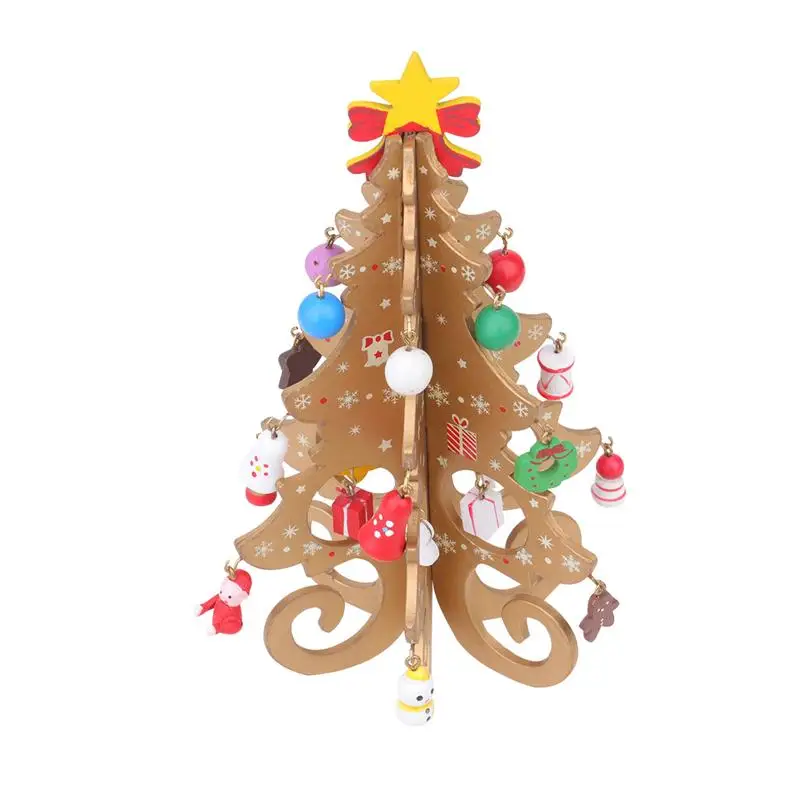 Yellow Lovely Christmas Party DIY Christmas Tree Cartoon Kids Craft Xmas Trees Decor for Home Office Ornaments - Color: Yellow