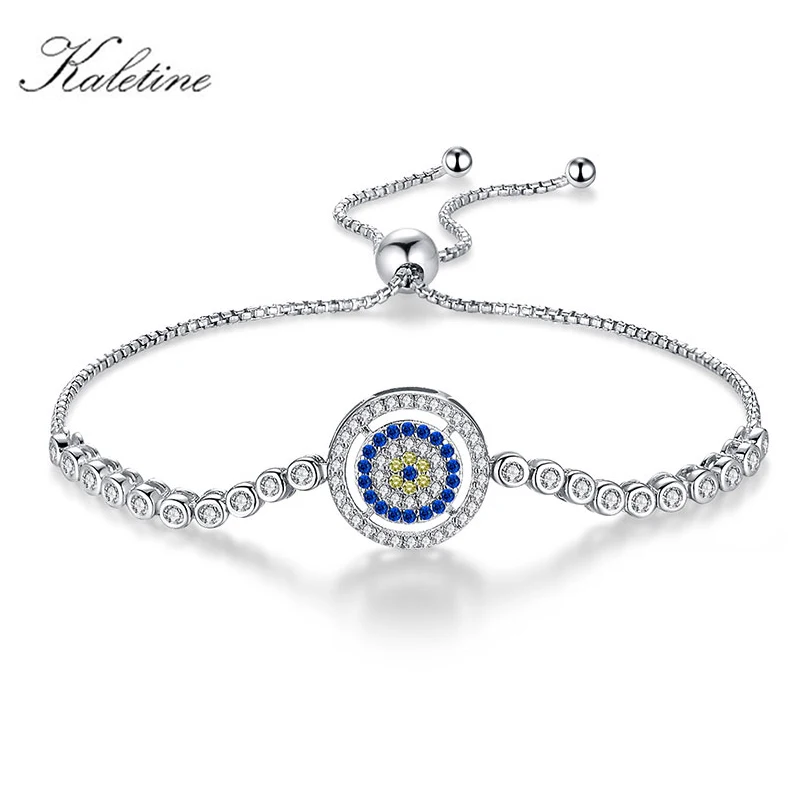 Evil Eye синий камень женщины ювелирные изделия Серебро 925 браслет Lucky кубический