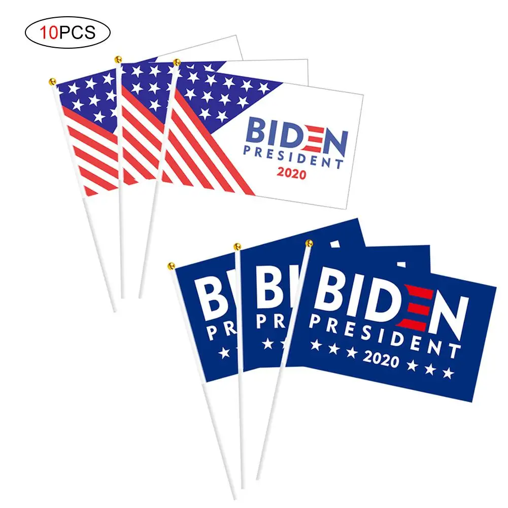 

10pcs Biden President 2020 Mini Flags Hand Held Small Miniature Biden Flags on Stick for Presidential Election