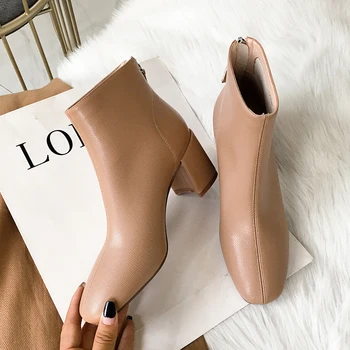 

Women Ankle Boots superfine fiber outdoor booties Rear zipper shoes woman online celebrity 3 colors booties high heel boots