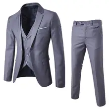 

2 Piece Men's Wedding Suit Fashion Men's Slim Solid Color Comfortable Business Office Suit Sets Men Blazer+ Pants