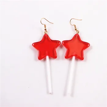 

30pairs Acrylic Earrings Star Candy Lollipop Earring Red Heart Yellow Pentagram Drop Earrings For Young Lady Party Jewelry