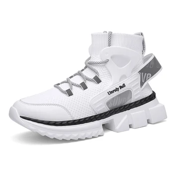 

Casual Shoes Men High Top Sneakers Scarpe Uomo Chunky Sneakers Height Increasing Breathable Knit Trainers Korean Streetwear Shoe