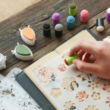 

40pcs Finger Sponge Dauber Painting Ink Pad Stamping Brush Craft Case Art Tools With Box Office School Drawing Diy Craft