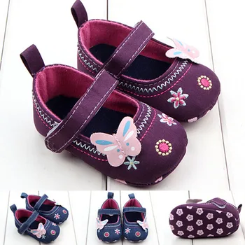 

Baby Girl Shoes Butterfly Embroidered Soft Shoes Prewalker Walking Toddler Kids Shoes First Walker free shipping @A