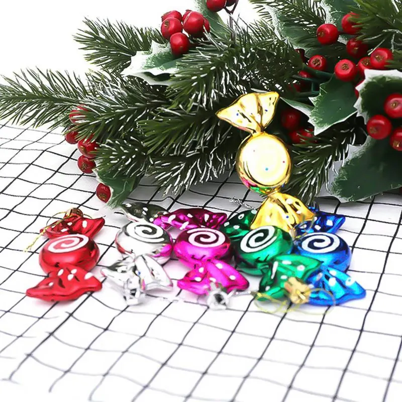 6pcs/Box Christmas Tree Candy Hanging Ornaments DIY Party Xmas Decoration Colorful Christmas Tree Decorations