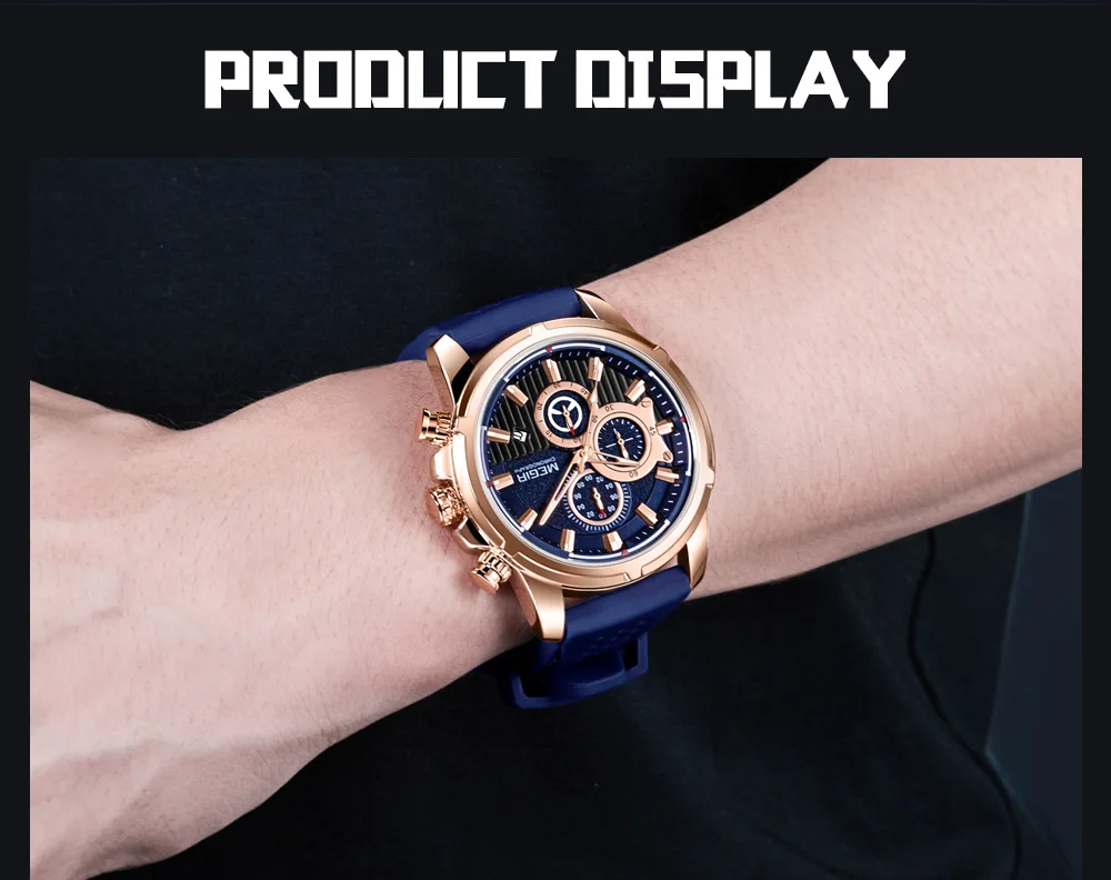 MEGIR военные спортивные часы мужские часы лучший бренд класса люкс Хронограф Кварцевые часы Силиконовые Relogio Masculino Reloj Hombre часы