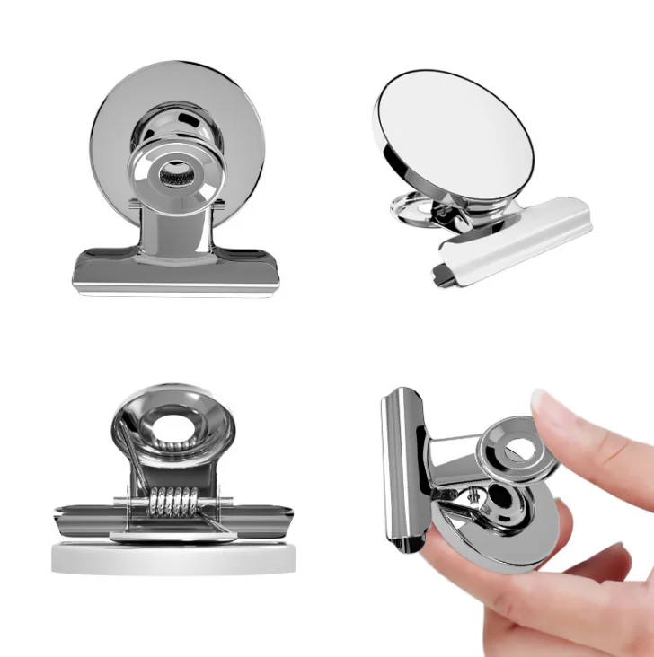 30mm Metal Round Magnetic Clips for Fridge Magnets Wall Recipes Memo Note Message Holder Clamp Office Supplies 6pcs metal clamp clips memo holders